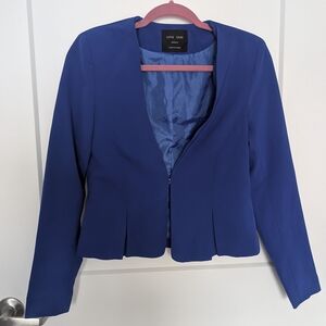 Love Tree Blue Blazer Tailored Cropped Suit Jacket